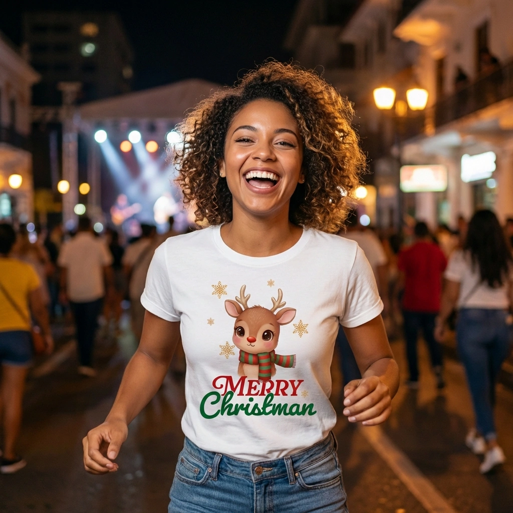 Camiseta Navideña Personalizable con Tierno Reno - Image 6