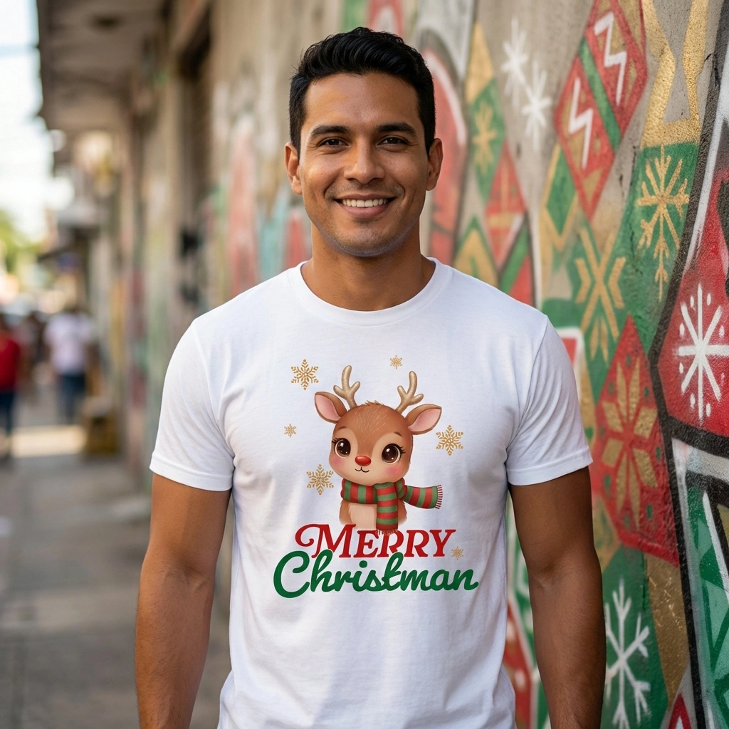 Camiseta Navideña Personalizable con Tierno Reno - Image 5