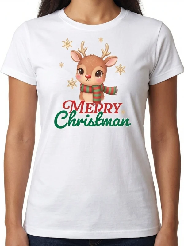 Camiseta Navideña Personalizable con Tierno Reno